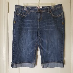 SO JEANS cuffed capri Bermuda denim stretch shorts 15